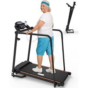 CIIHI Walking Treadmill for Senior – 300 Lbs Capacity Foldable Senior Treadmill with Long Handrails – Home Recovery Fitness Exercise Walking Machine for Elder with Phone & Cup Holder