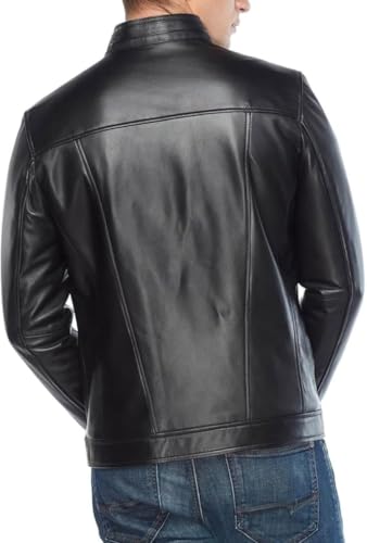 Men's Lambskin Leather Jacket Motorcycle - Men Black Genuine Leather Biker Jacket - Classic Black Leather Jacket3