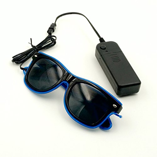 Óculos Led Neon Azul Lente Escura Festa Casamento Rave