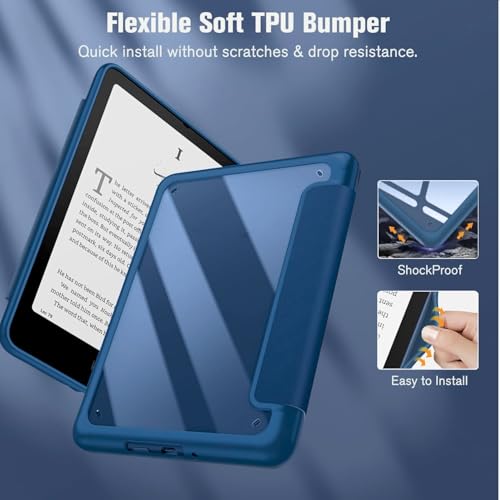 Image of MOCA Case for 7 Inch Kindle Paperwhite 12th Gen 2024 and Signature Edition, Slim Shockproof Clear Back Cover, Auto Sleep /Wake Protective Case (Navy Blue)