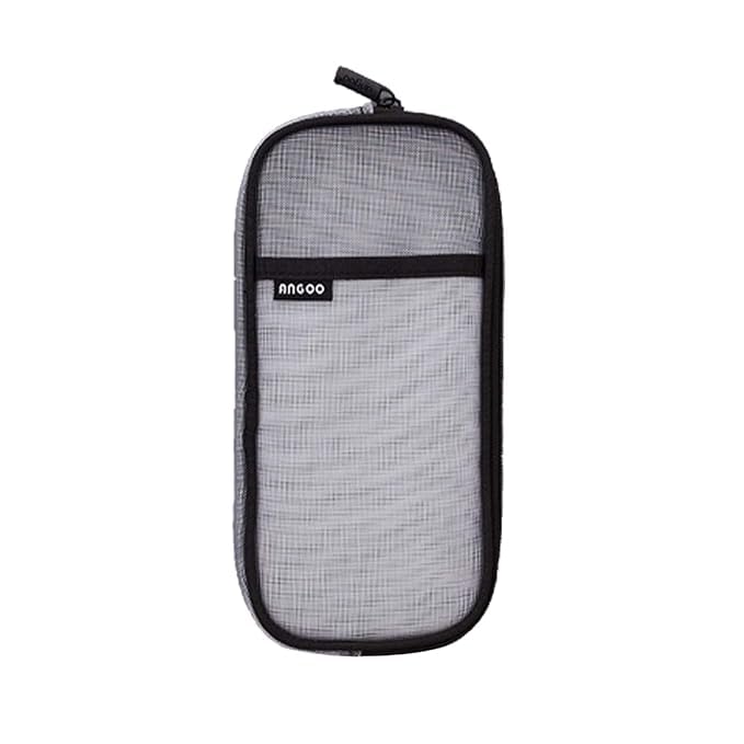 EASTHILL Grid Mesh Pen Pencil Case with Zipper Clear Makeup Color Pouch Cosmetics Bag Multi-Purpose Travel School Teen Girls and Boys Transparent Stationary Bag Office Organizer Box for Adluts(White