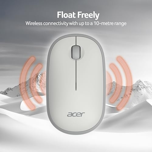 Image of Acer Bubble Wireless Mouse AMR100 | 2.4GHz Silent Click | 1600 DPI | Ergonomic | AA Battery | Win8 /10 /11 | Compact Lightweight Design | Color: White /Grey