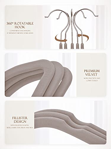 Jersow Velvet Hangers, 60 Pack Non Slip Felt Hangers Space Saving Clothes Hanger, Velvet Hanger Heavy Duty Adult Hanger For Coats And Suits (Grey) #TOP4
