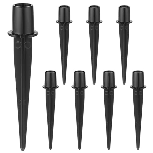 QWORK Metal Stakes Solar Lights Replacement Spike, 8 Pack Reinforced Ground Stakes, Replacement Nails for Garden Lights Landscape Pathway Patio Lamps Pole, 0.78x5.36 inches Outdoor Ground Stake