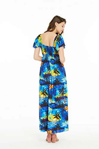 Image of Hawaii Hangover Family Matching Hawaiian Clothes, Sunset Blue | Family matching Hawaiian outfits, Sunset Blue, lightweight rayon, machine washable, tropical print, luaus, cruises