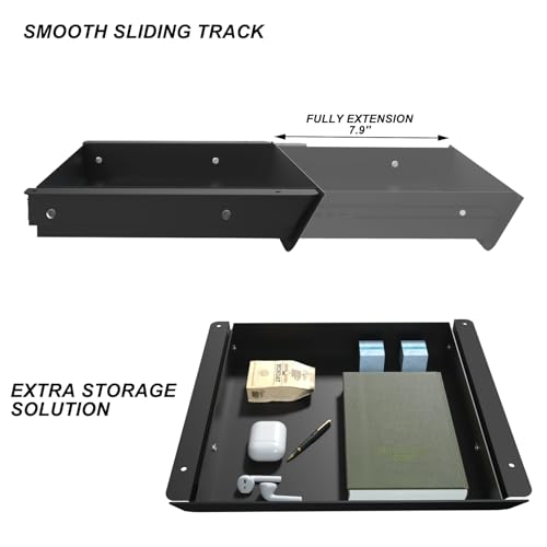 Image of Under Desk Drawer with Removable Tray, 15.4 inch Wide 2-in-1 Organizer - 60 Ergonomic Tilt, 4-Compartment Insert for Pens, Phones & Cables, Ball Bearing Slides, for Home Office & Student Desk