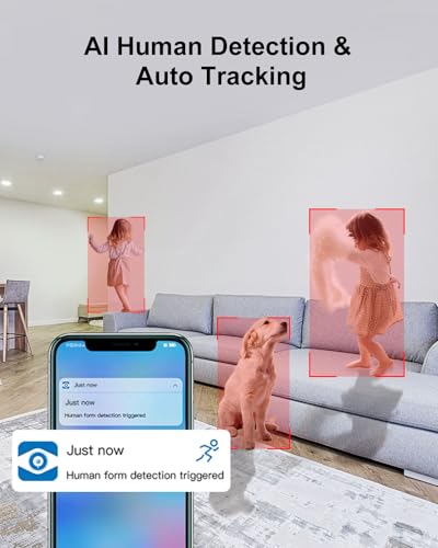 Image of 4MP Indoor Wireless Security Camera, 2.4 /5GHz WiFi Cam with PTZ Auto Tracking, Inside Camera for House Pet Dog Cat,Home Security,Motion Detection, Night Vision, 24 /7 Recording, 2-Way Talk