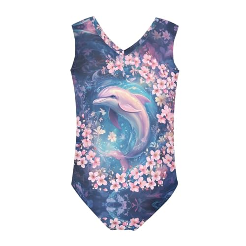 ELEQIN Kids Summer Gymnastics Leotards Swimsuit Racer Swimwear Practice Outfit for 5-14years2