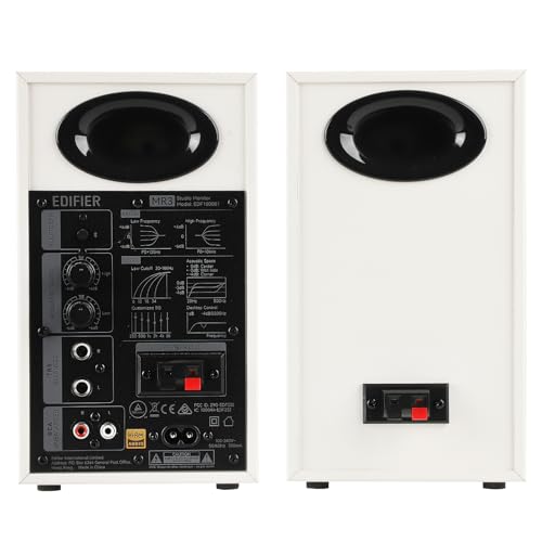 Edifier MR3 Powered Studio Monitor Speakers, Hi-Res Audio Certified Bluetooth V5.4 Active Bookshelf Loudspeakers, 2.0 Computer Speaker with Headphone Output RCA AUX Balanced TRS Input (White) - Image 4