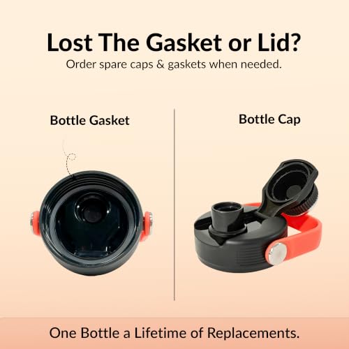 Image of Rabitat Hyde Personalized Vacuum Insulated Stainless Steel Water Bottle 1000 ml | Double Wall Vacuum Insulation|18 /8 Food Grade Steel | Leak Proof | Wide Mouth | Ring Handle | BPA Free | Phantom Black