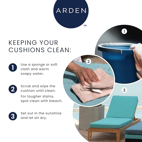 Image of Arden Outdoor Foam Deep Seat Cushion Set, 4-Pack, 24x24, Premium High-Density Foam, Never Flattens, Weather-Proof for Patio Chair Sofa Couch, Clark Blue