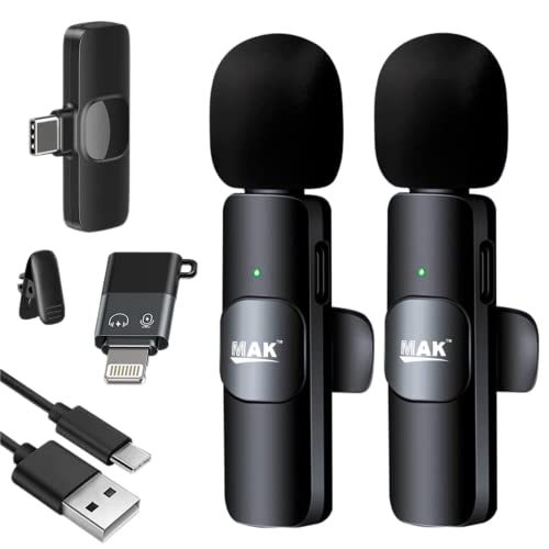 MMAK Lavalier Dual Microphone Collar Mic, Type-C Android & Lightning, Plug and Play, Noise Reduction MMAK Lavalier Dual Microphone Collar Mic, Type-C Android & Lightning, Plug and Play, Noise Reduction