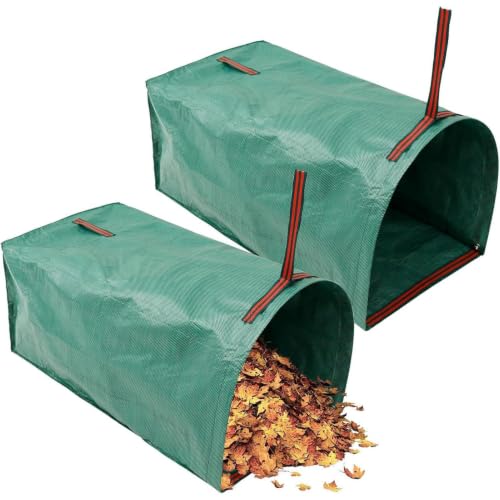 Bolsas de patio de 270 L con asas reforzadas, colector de residuos portátil de jardín 2