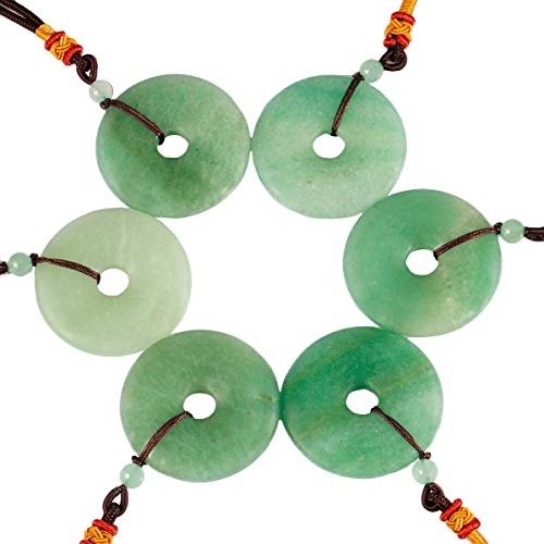 SUNYIK Natural Gemstone Lucky Coin Stone Pendant Necklace for Women Men, Healing Crystal Dount Amulet Necklace for Unisex Adjustable3