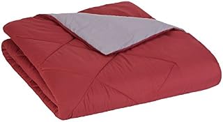 AmazonBasics Reversible Microfiber Comforter Blanket - Twin or Twin XL, Burgundy