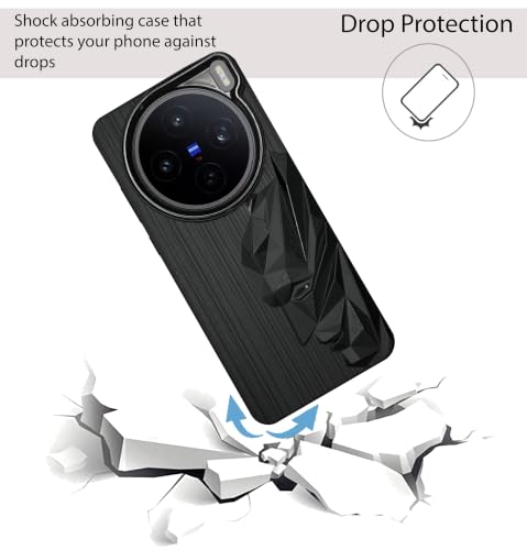 Image of NIUKIN Mobile Case for Vivo X200T 5G | 3D Engraved Design | Metallic Camera Ring | Shockproof Scratch Proof Cover | Black (3D Mask)