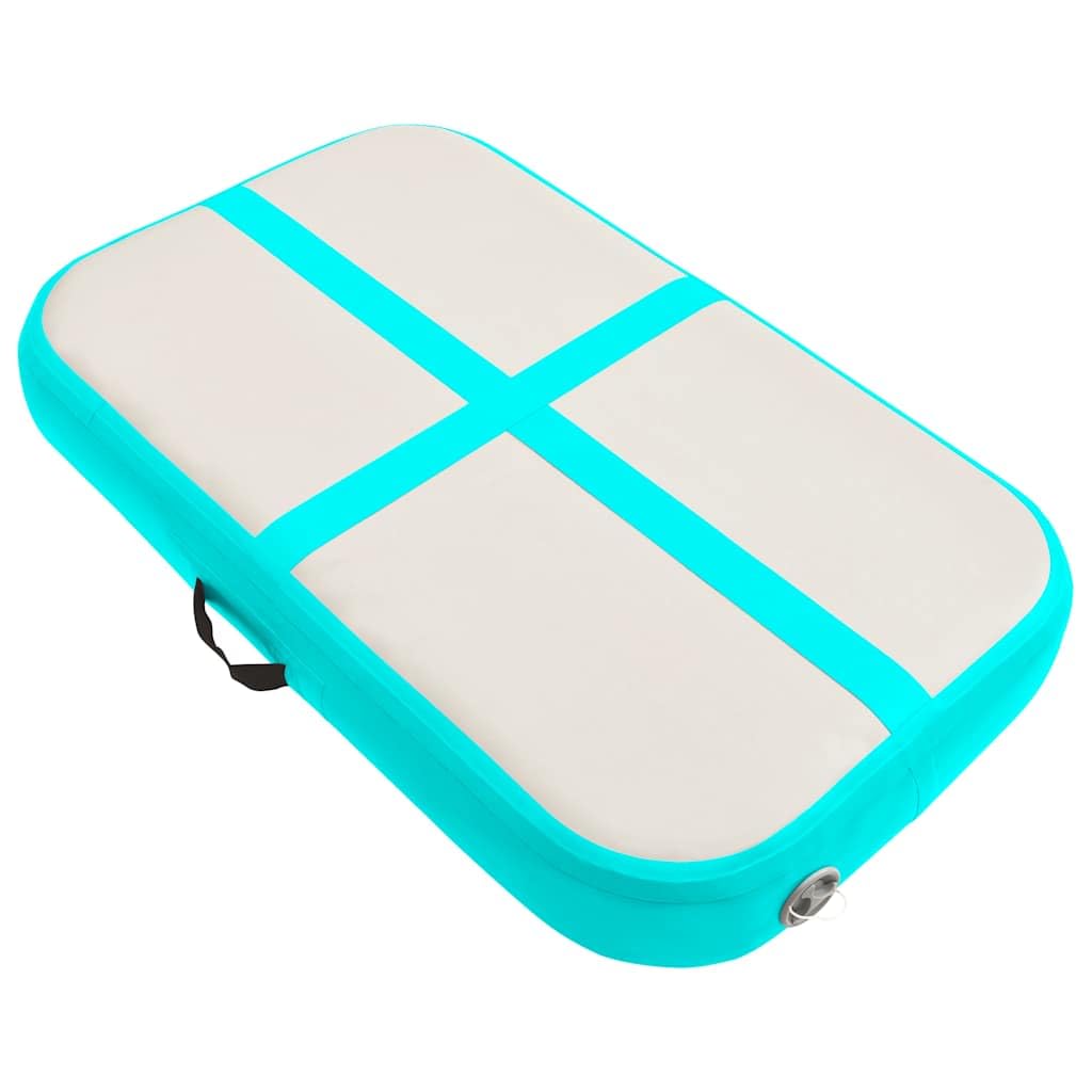 vidaXL Inflatable Gymnastics Mat with Pump Exercise Fitness Yoga Pilate Training Equipment Workout Gym Flooring Mat for Home Use PVC Green