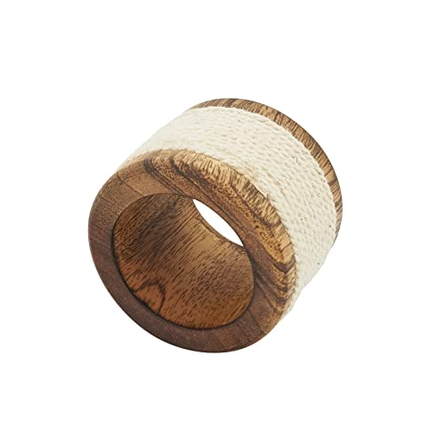 Rope and Wood Design Napkin Rings (Set of 4)