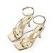 Elisabet Tang Womens Square Toe Heeled Sandals,4.3 inch Square Toe Thong Strappy Ankle Strap Stiletto Heel Sandals Wedding Dress Party Shoes Gold Size 6