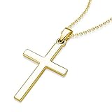Kreuzkette von Amoonic: Die klassische und elegante Kreuzkette besteht aus echtem, Gelbgold vergoldetem Sterling Silber 925. Mit ihrem zeitlosen Design ist sie für Mädchen ♀️ und Jungs ♂️ ein perfektes Geschenk zur Erstkommunion als Kommunion Kreuz o. Kommunion Kette, Geschenk zur Konfirmation, Firmungs Geschenk als christlicher Schmuck o. einfach eine schöne Modeschmuck-Kreuzkette für jeden Tag. Die Maße des Kreuz Anhängers können Sie weiter unten der Produktbeschreibung entnehmen.
