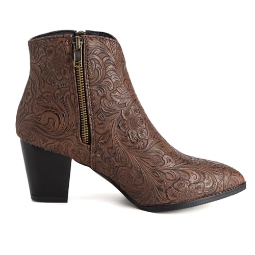 Western Cowboy Boots Women Block Heel Short Bootie4