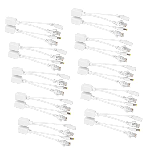 Adaptador inyector divisor POE RJ45 para cable Power over Ethernet, 10 pares, 12 V CC, para cámaras IP, núcleo de cobre puro, plug-and-play, protegido, factor de forma compacto miniatura 2