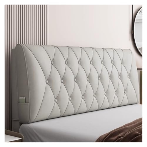 Cabecero tapizado capitoné montado en la pared con soporte lumbar, cojín grande extraíble para cama doble, elegante, color gris, 160 x 60 x 10 cm, perfecto para comodidad y decoración