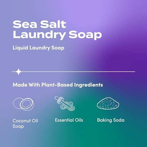 Image of Indigo Wild Zum Clean Laundry Soap - Plant-Based Liquid Laundry Soap - Contains Baking Soda, Essential Oils & Saponified Coconut Oil - Sea Salt Scent - 64 fl oz