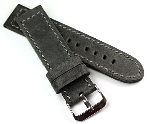Bracelet en cuir gris pour montre 22mm Rios le style aviateur vintage au quotidien