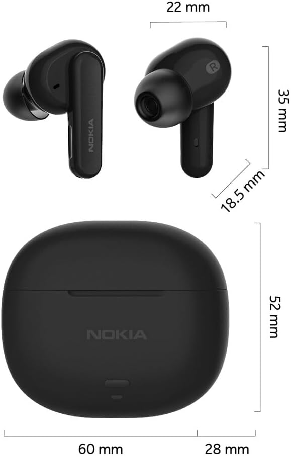 Nokia Go Earbuds2 Pro in Ear Wireless Bluetooth Earbuds with Charging Base, Environmental Noise Cancellation, Google Fast Pair, Low Latency Modes, and IPX4 Water Resistance in Black