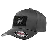 Pull Patch XL/XXL Curved Bill Premium Flexfit Baseball Hat | Grey Tactical Cap | 2x3 in Loop Surface to for Morale Patches