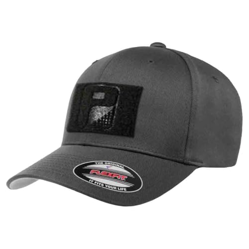 Pull Patch XL/XXL Curved Bill Premium Flexfit Baseball Hat | Grey Tactical Cap | 2x3 in Loop Surface to for Morale Patches