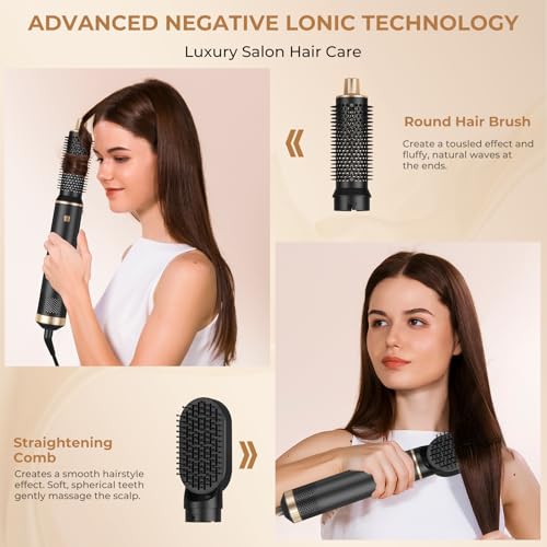 5 in 1 Hair Dryer Brush Set, Negative Ion Blow Dryer Brush Upgrade Hot Air Brush Air Styler Curling Wrap Air Curler, Curling Iron Hair Styling Tools As A Gift for Straight/Curl/Drying/Smoothing - Image 5