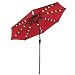 9' Outdoor Patio Aluminium Umbrella 32 Solar Powered LED Crank Tilt UV30+ 180g Cover Top Beach Deck (Red)