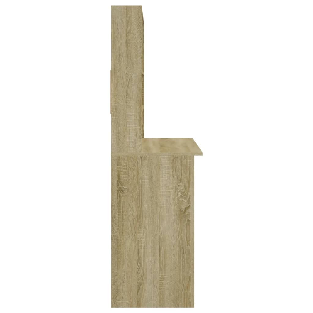 Biurko z regałem, dąb Sonoma, materiał drewnopochodny, 102 x 45 x 148 cm, kompaktowe biurko komputerowe, biurko biurowe, miejsce pracy do domu, biura, gabinetu, z miejscem do przechowywania i
