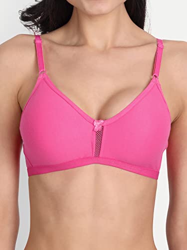 Image of Women's Full Coverage Cotton Blend Bra | Wired Free Lightly Padded Everyday Wear Bras | Soft Breathable Comfortable T-Shirt Bra | Adjustable Straps Lightweight Daily Inner wear for Women Pack of 2