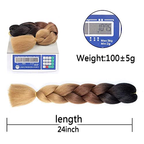 Shuohan 6 Packs Ombre Jumbo Braiding Hair Extensions 24 Inch High Temperature Synthetic Fiber Hair Extensions For Box Braids Braiding Hair (Purple To Lake Blue To Light Purple) #TOP5