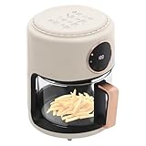 Air Fryer, 360° Viewable small Airy Fryer with Stainless Steel Grill, Touchscreen Display, Adjustable Temp & Timer, 98% Less Oil, Fast Crispy Cooking, White