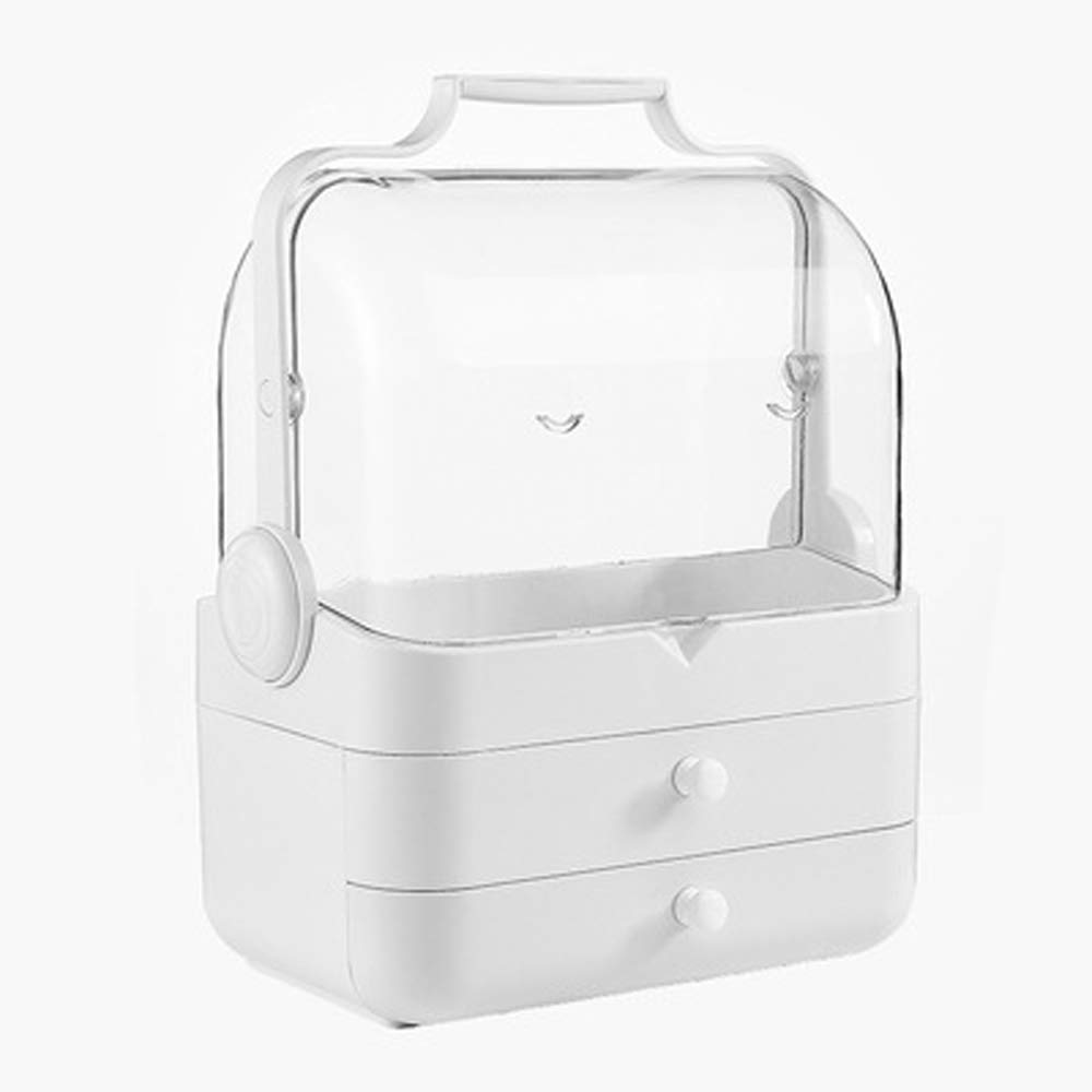 Organizador de Maquillaje, Organizador de Maquillaje Acrílico con 2 Cajones Organizador de Maquillaje Blanco para Organizador de Soporte de Pincel de Maquillaje para Baño,Blanco