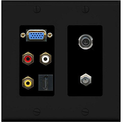 RiteAV - (2-stopniowy) SVGA kompozytowa płyta ścienna 3,5 mm HDMI Coax czarna
