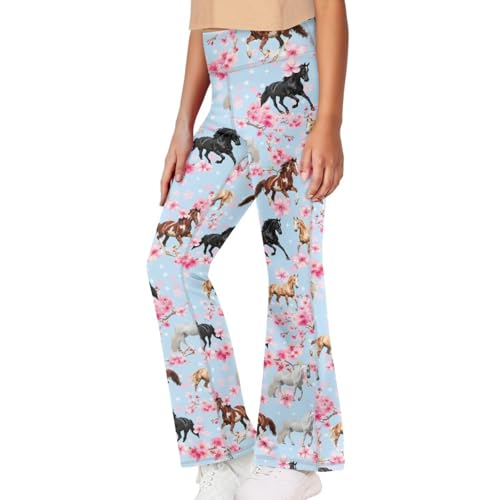 Image of Girls Flare Leggings Cute Bell Bottoms for Teen Girls Wide Leg Sweatpants for 5-14 T
