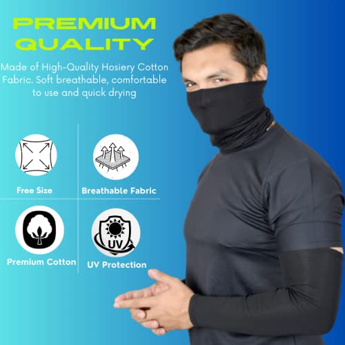 Image of NEON ROCK Winter Pure Cotton Combo Bandan Super Soft, Breathable for Winter Head, Hair & Arm Cover with UV Protection for Headband, Soft Neck Scarf for Biking, Gym, Yoga & Outdoor Use