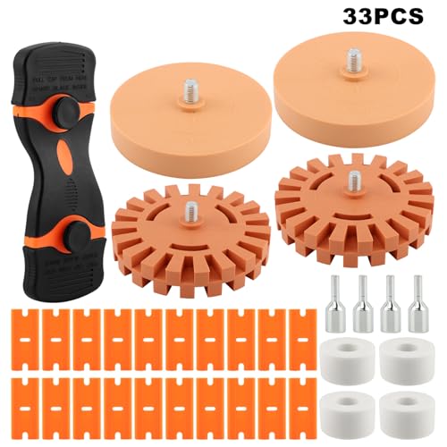 Image of 4 Pack Eraser Wheel Decal Remover Eraser, 2pcs 3.5 Inch and 4 Inch Rubber Power Drill Attachment Car Adhesive, Drill Adapter Vinyl Remover for Vinyl Decals, Labels