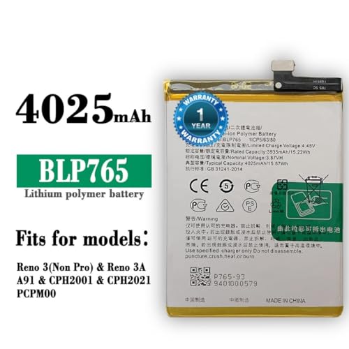 Image of FLIPTRONICS ORIGINALSBLP765 Battery for Oppo Reno 3 / A91 / F15 /3A / CPH2001 /CPH2021 / PCPM00 Battery with 1 Year Warranty*** (MAR8)