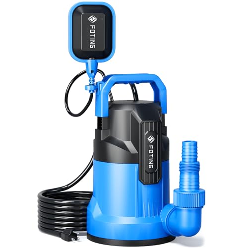 FOTING 17000 L/H Submersible Water Pump with Float Switch, 550W Electric Sump Pumps for Dirty/Clean Water, Portable Water Pump for Garden Pond, Pools, Ditches