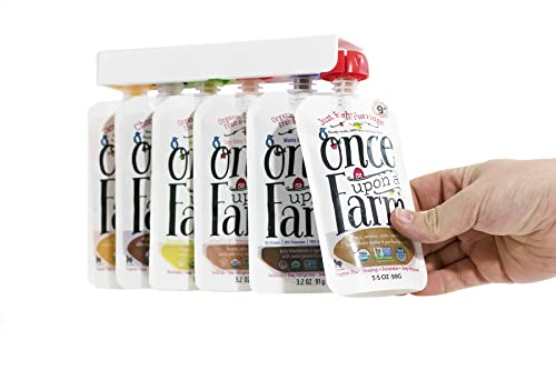Image of Storage Theory The Food Pouch Organizer Set - Slider Style Peel-and-Stick Holder for Baby Food, Applesauce, Yogurt Pouches - Maximize Kitchen Storage, Pantry, and Refrigerator Space 4 Pack
