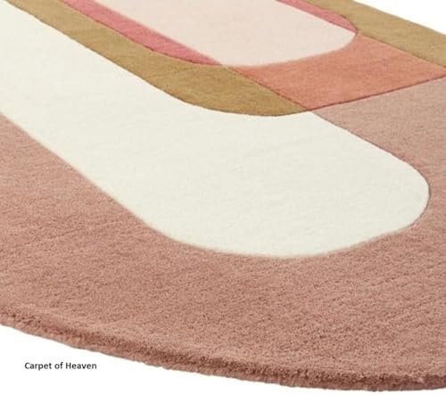 Image of Irregular Shape Handmade Woolen Carpet Pink Colour Size 4x6 feet