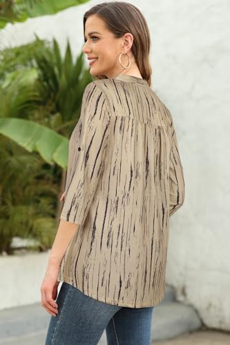 Ninedaily Womens Tops Dressy Casual 3/4 Sleeve V Neck Chiffon Shirt Work Blouses