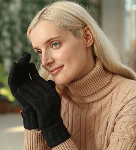 Bequemer Laden Warme touchscreen-handschoenen voor dames en heren, met tornover, ribmanchet, gebreide handschoenen, ruitpatroon - Image 6