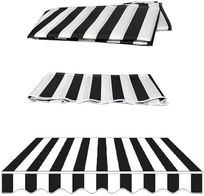 Retractable 13ft Patio Awning Replacement Canvas Blue Polyester Sun Shade Shelter 10x6.5ft Outdoor Canopy Cover for Deck & Garden